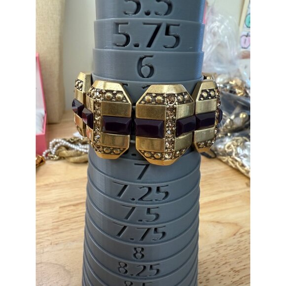 J Crew Gold-Tone Stretch Bracelet With Purple Faceted Stones & Rhinestones - Picture 7 of 7